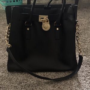 MICHAEL Michael Kors Black Tote with Gold Chain.